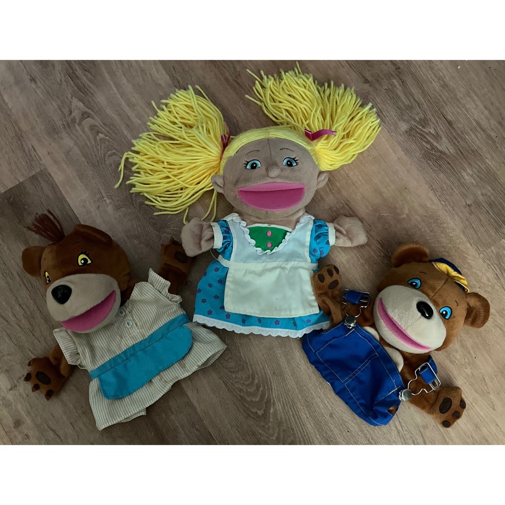 Lakeshore Goldilocks and the Three Bears Plush Hand Puppets Set 3pc Vintage